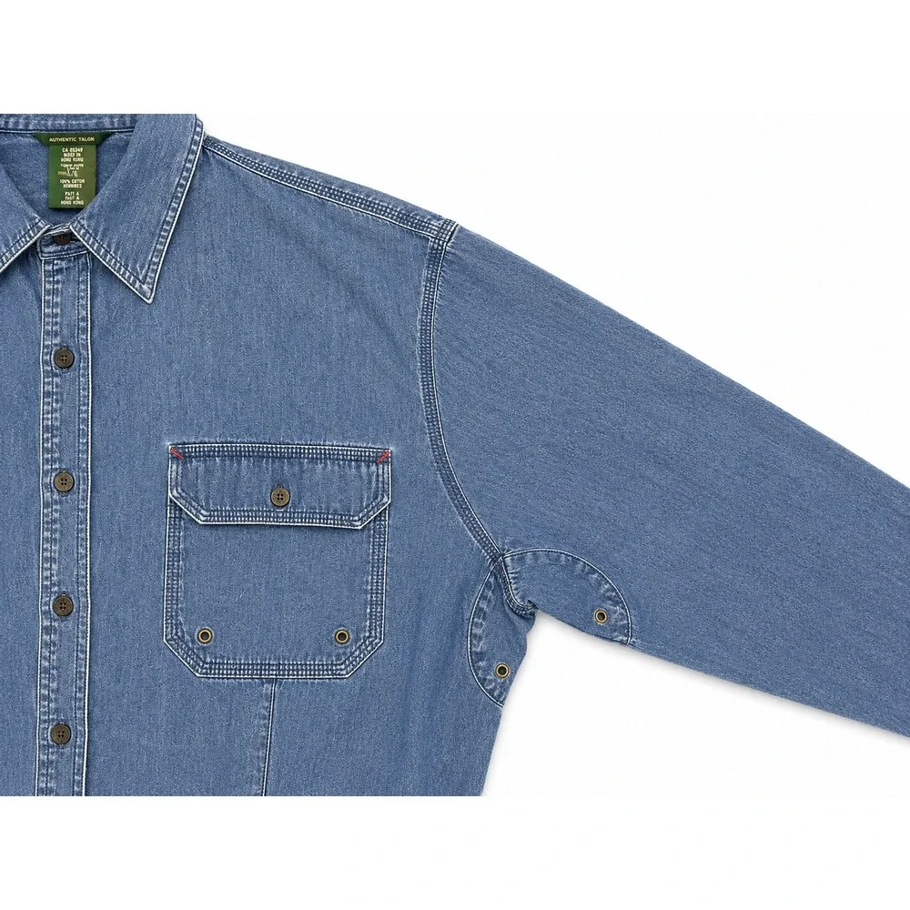 Lauren Jeans Co‎ Ralph Lauren Women's 1X Chambray Denim Button Front Shirt